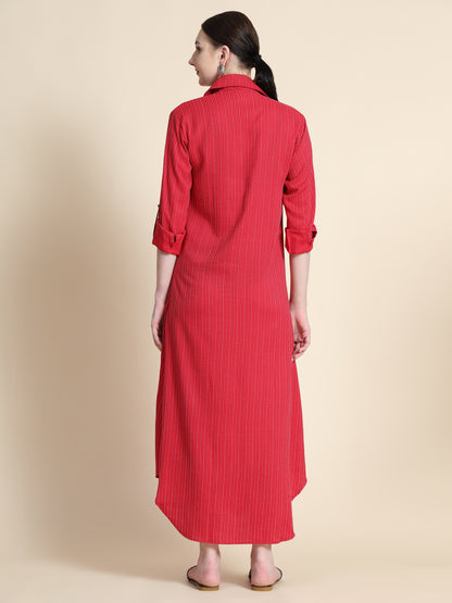 Rudraaksha Striped Long Dress For Women
