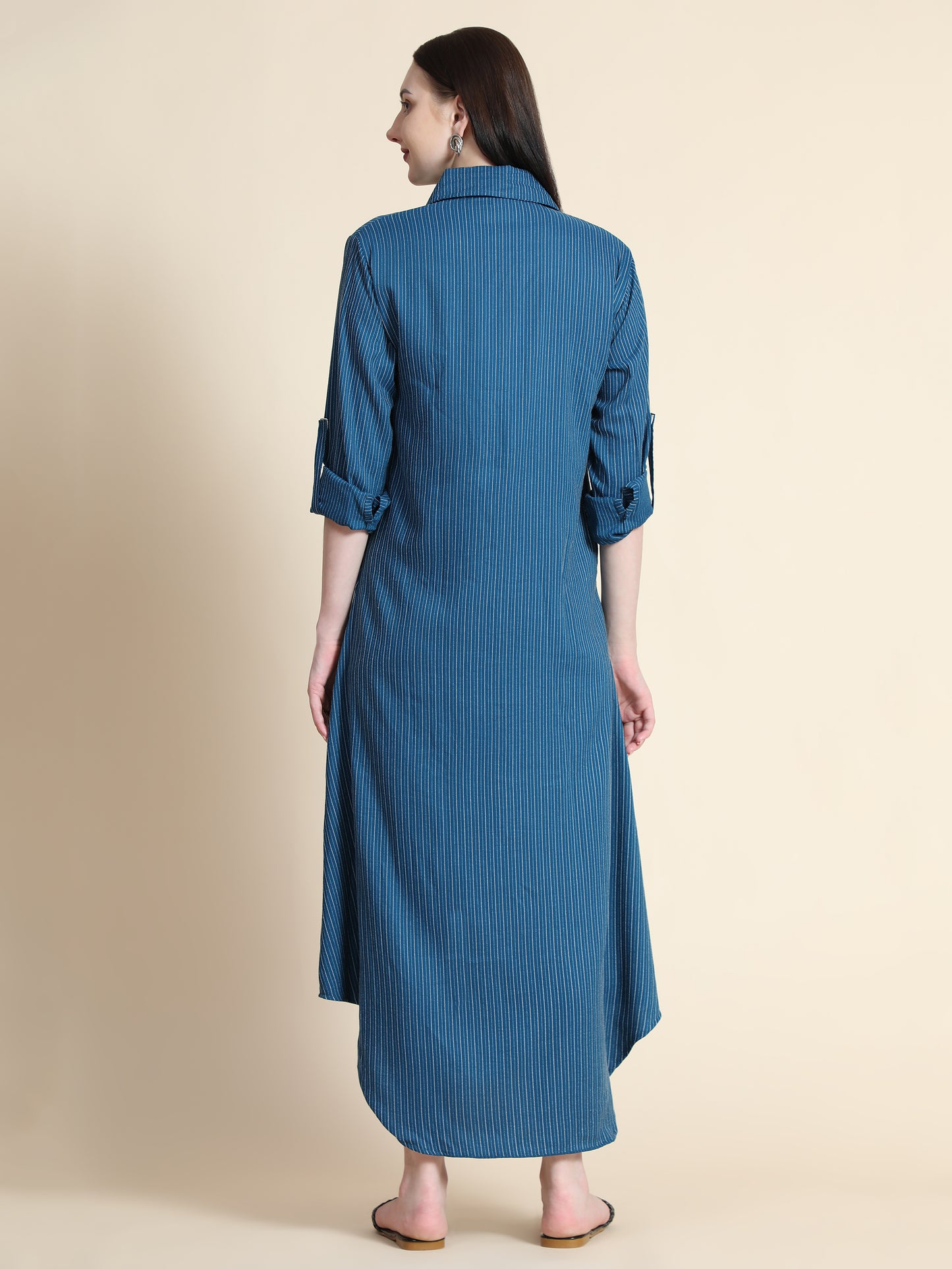 Rudraaksha Striped Long Dress For Women