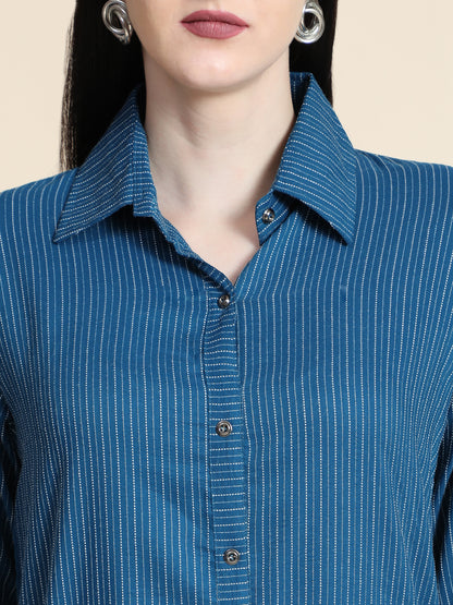 Rudraaksha Striped Long Dress For Women