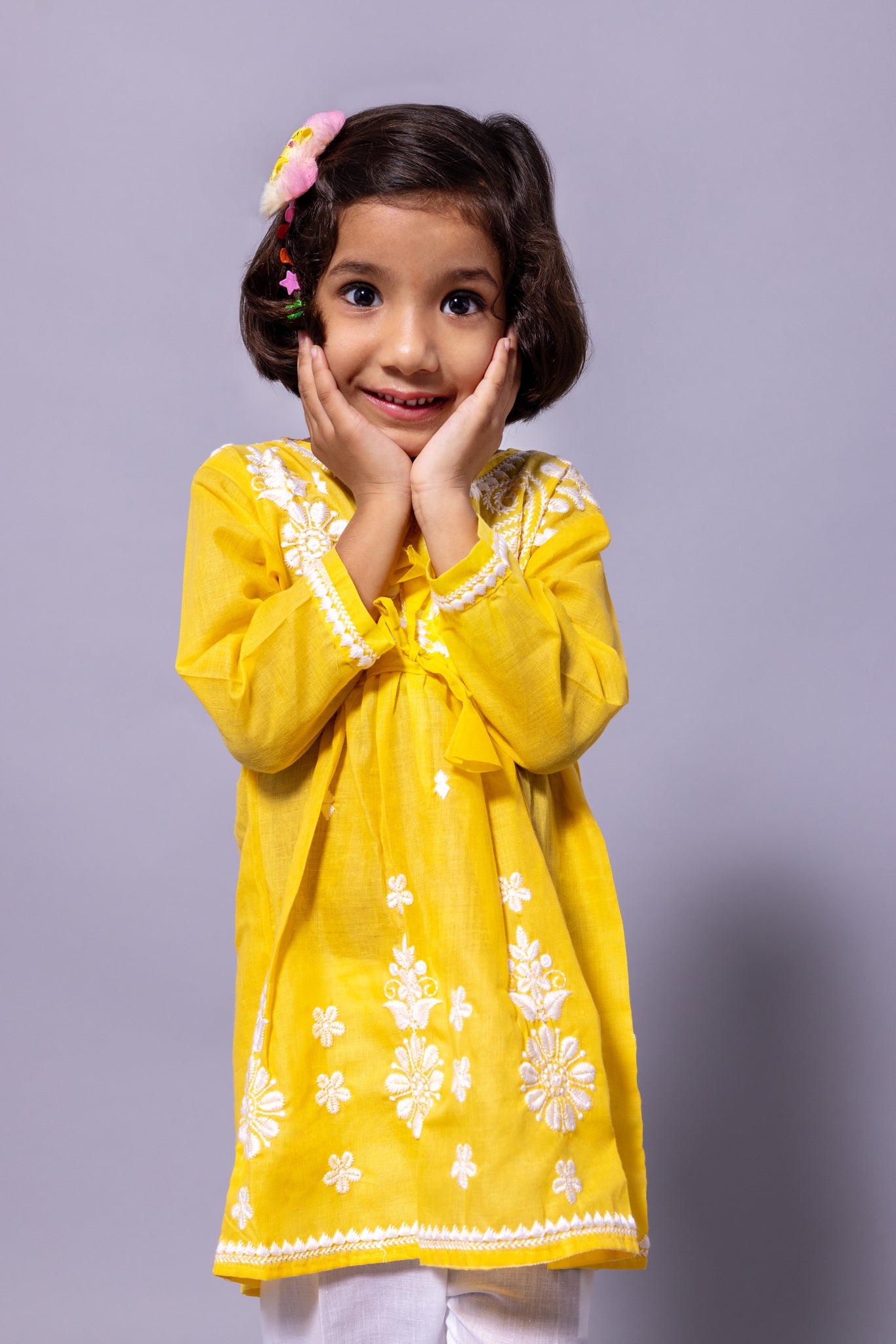 Rudraaksha Girl's Embroidered Cotton Kurti & Palazzo Set