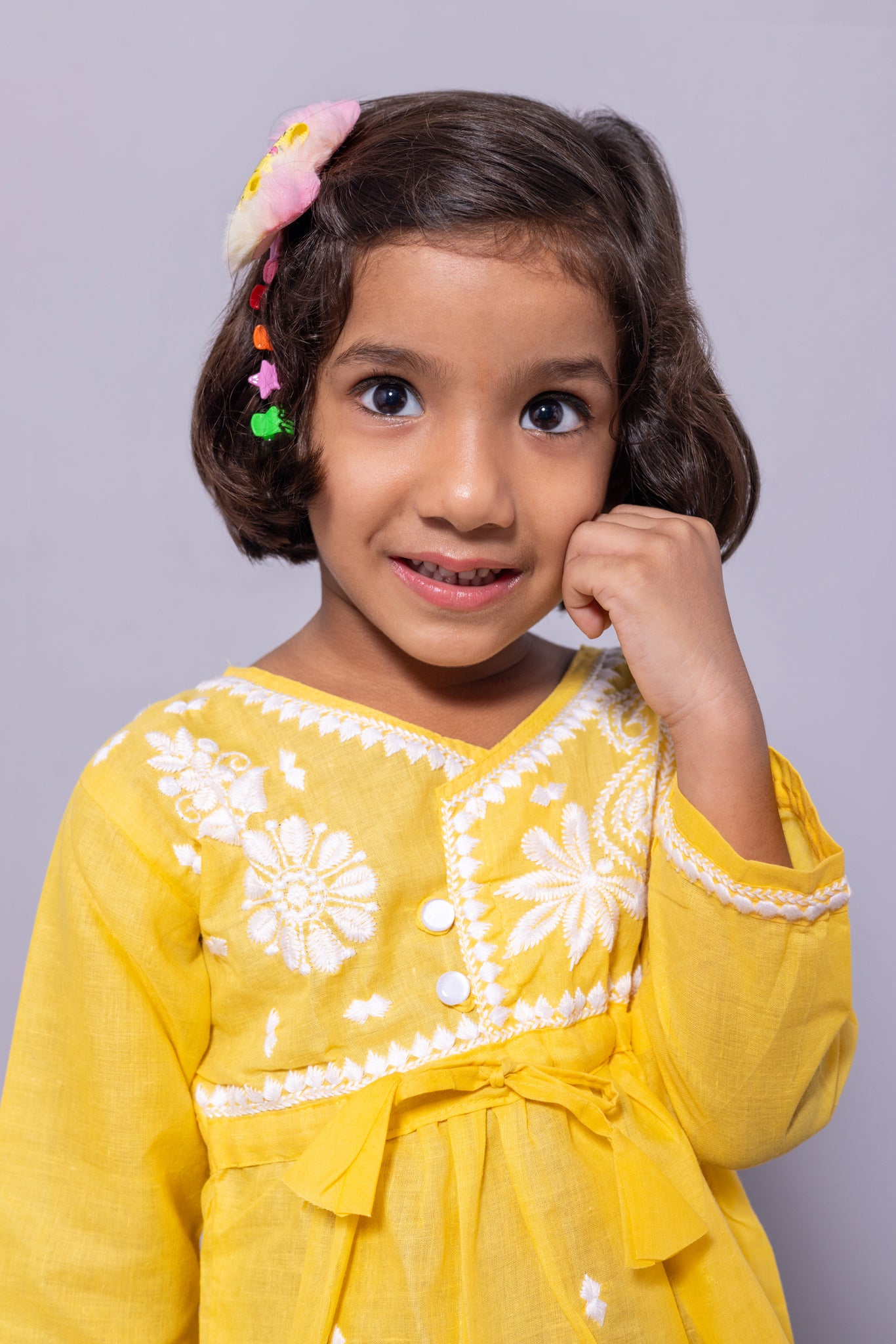 Rudraaksha Girl's Embroidered Cotton Kurti & Palazzo Set