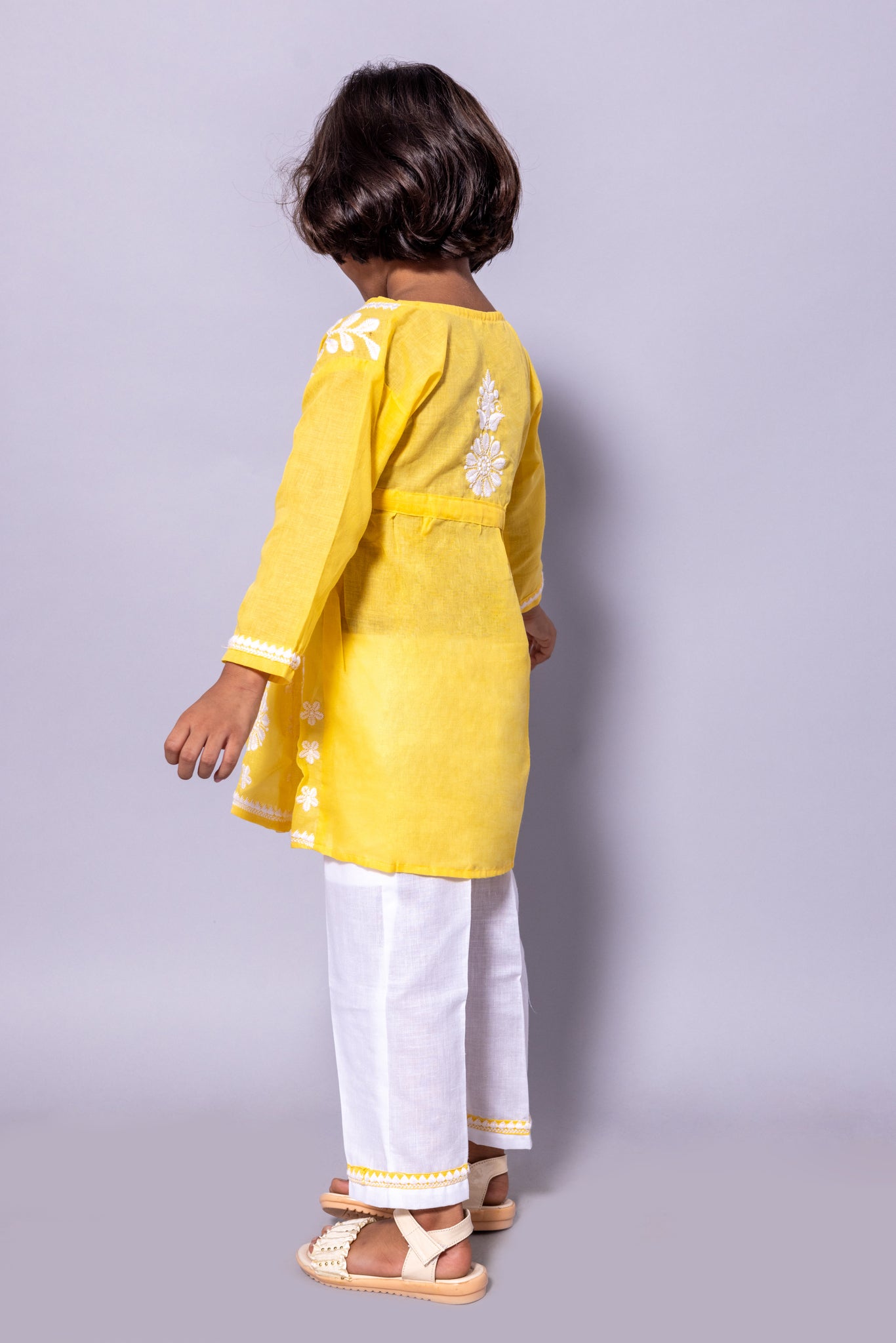 Rudraaksha Girl's Embroidered Cotton Kurti & Palazzo Set