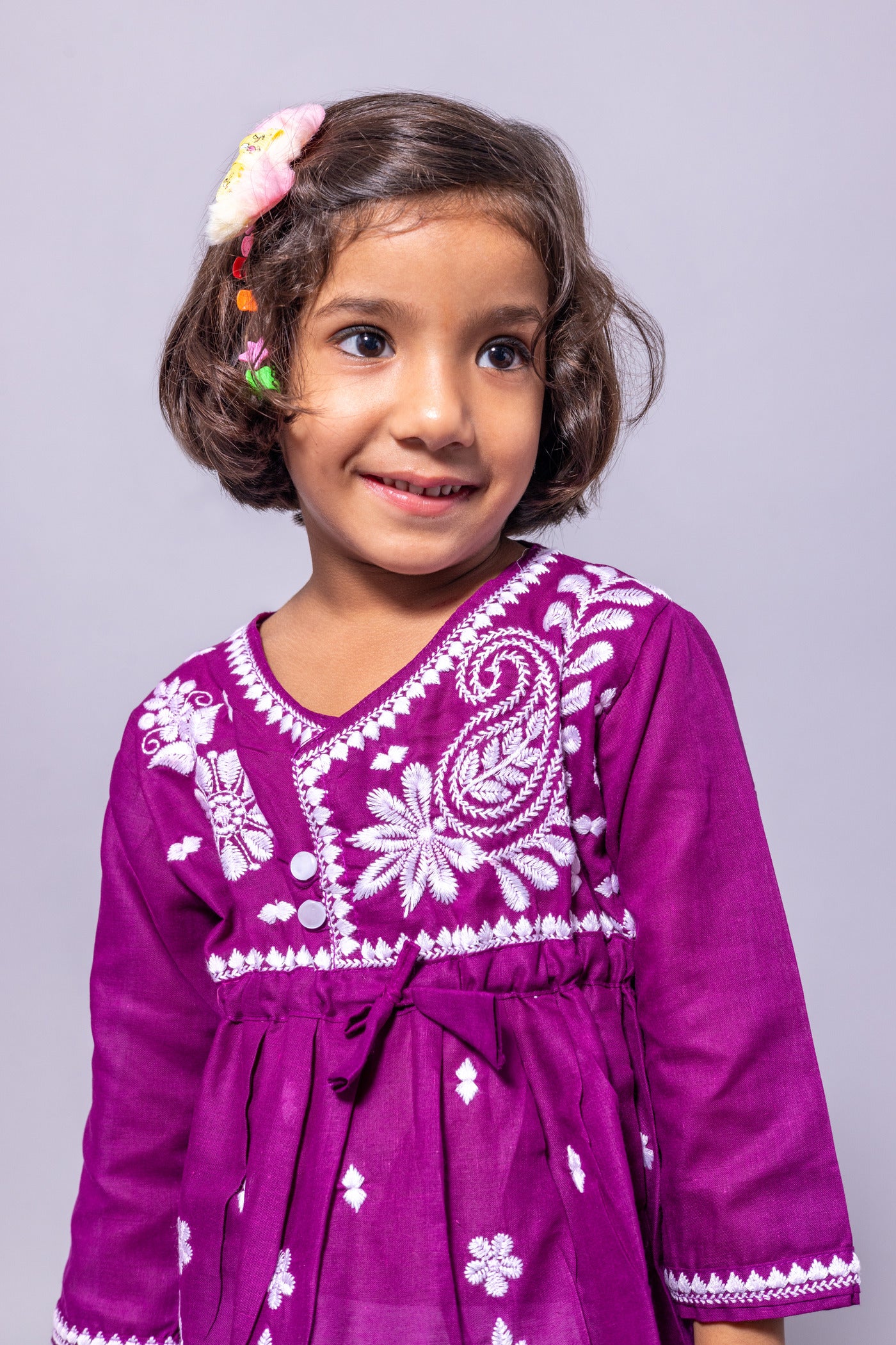 Rudraaksha Girl's Embroidered Cotton Kurti & Palazzo Set