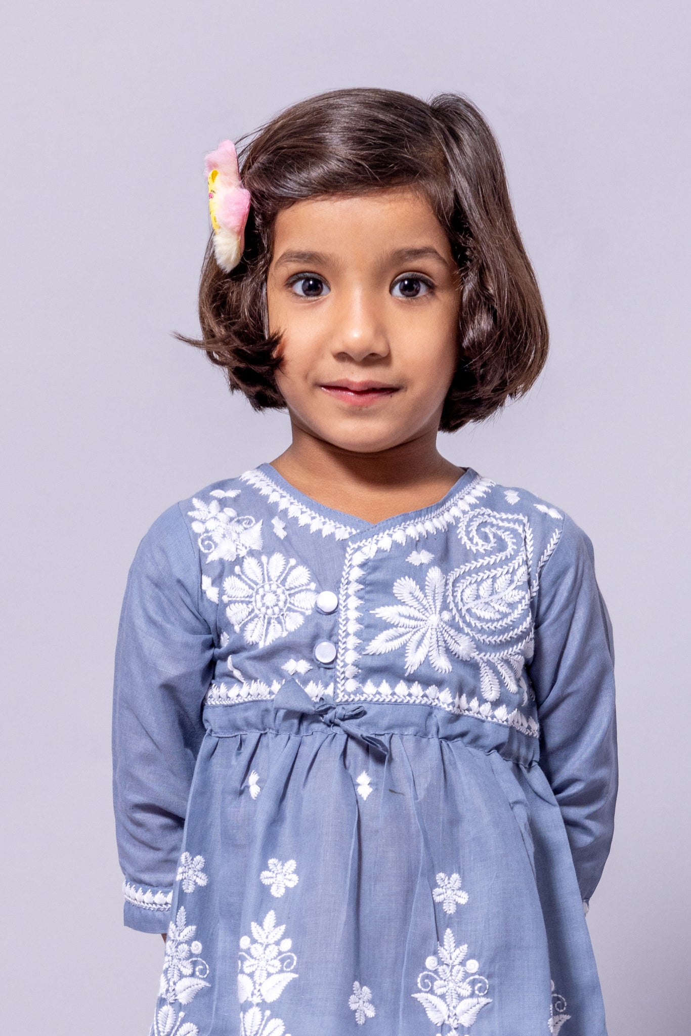 Rudraaksha Girl's Embroidered Cotton Kurti & Palazzo Set
