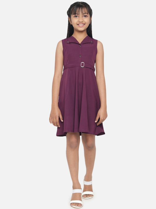 Girl's A-Line Plain Knee Length Short Frock Dress