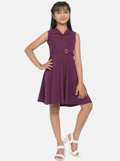 Girl's A-Line Plain Knee Length Short Frock Dress