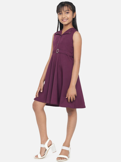 Girl's A-Line Plain Knee Length Short Frock Dress