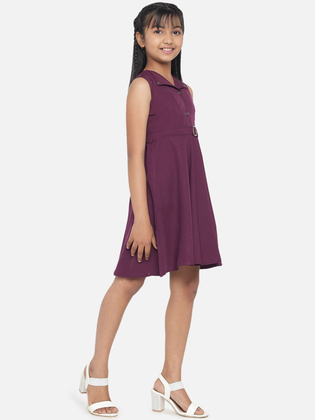 Girl's A-Line Plain Knee Length Short Frock Dress