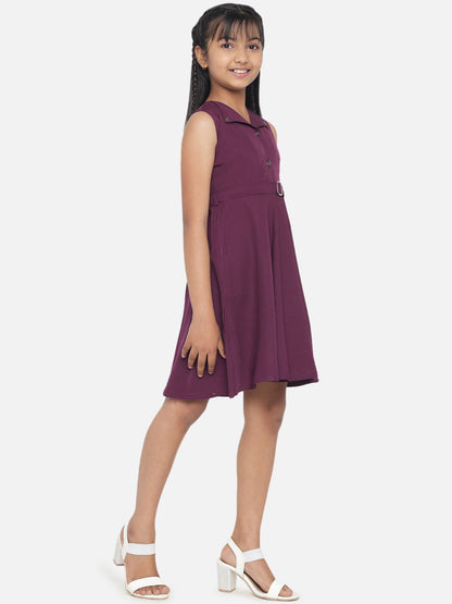 Girl's A-Line Plain Knee Length Short Frock Dress