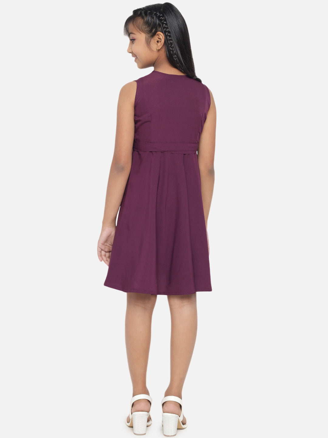 Girl's A-Line Plain Knee Length Short Frock Dress