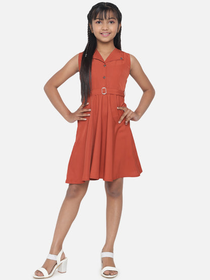 Girl's A-Line Plain Knee Length Short Frock Dress