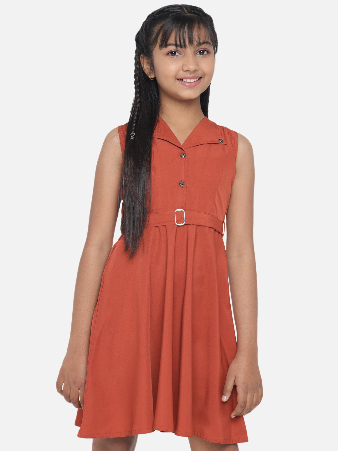 Girl's A-Line Plain Knee Length Short Frock Dress