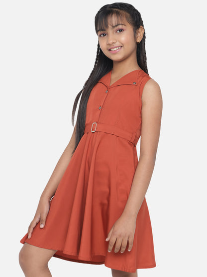 Girl's A-Line Plain Knee Length Short Frock Dress