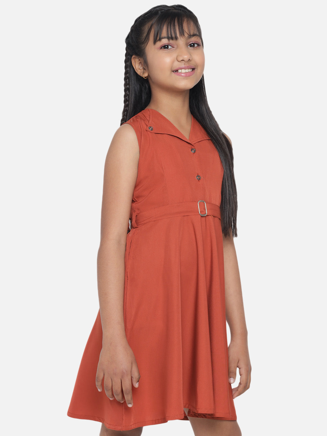 Girl's A-Line Plain Knee Length Short Frock Dress