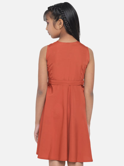Girl's A-Line Plain Knee Length Short Frock Dress