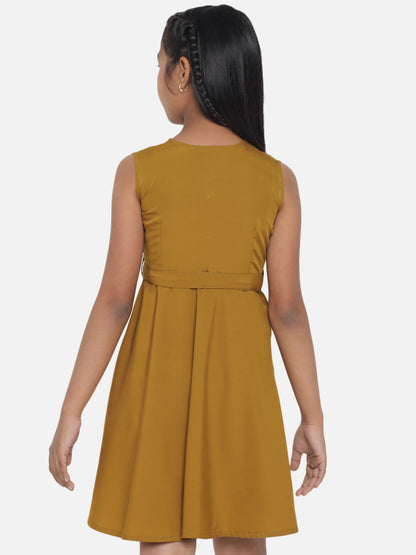 Girl's A-Line Plain Knee Length Short Frock Dress