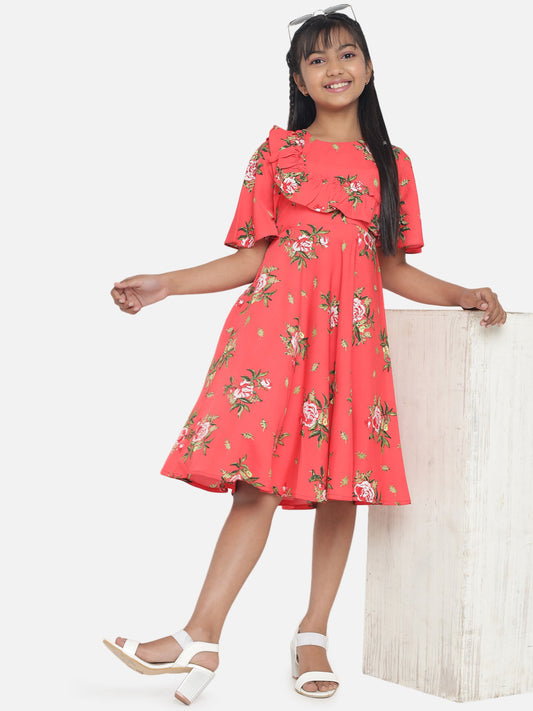 Floral Printed Dress For Girls