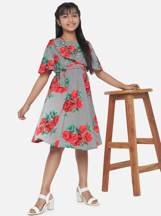 Floral Printed Dress For Girls