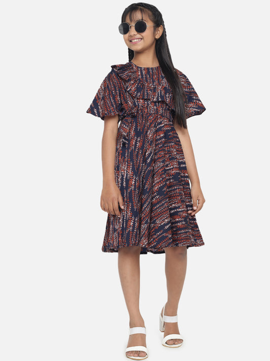 Rudraaksha Floral Printed Dress For Girls
