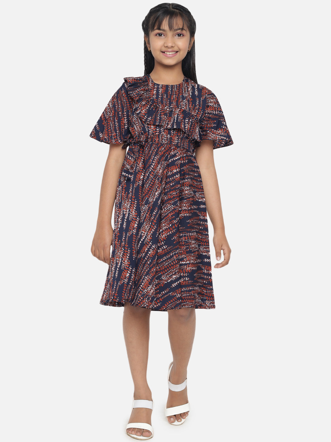 Rudraaksha Floral Printed Dress For Girls
