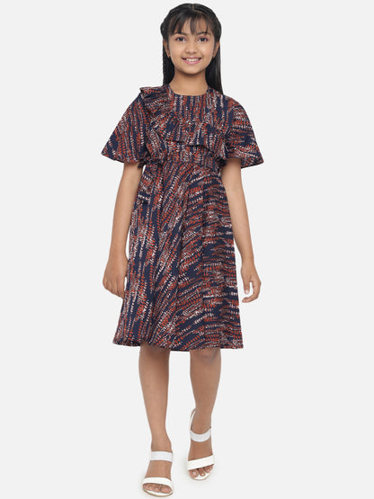 Rudraaksha Floral Printed Dress For Girls