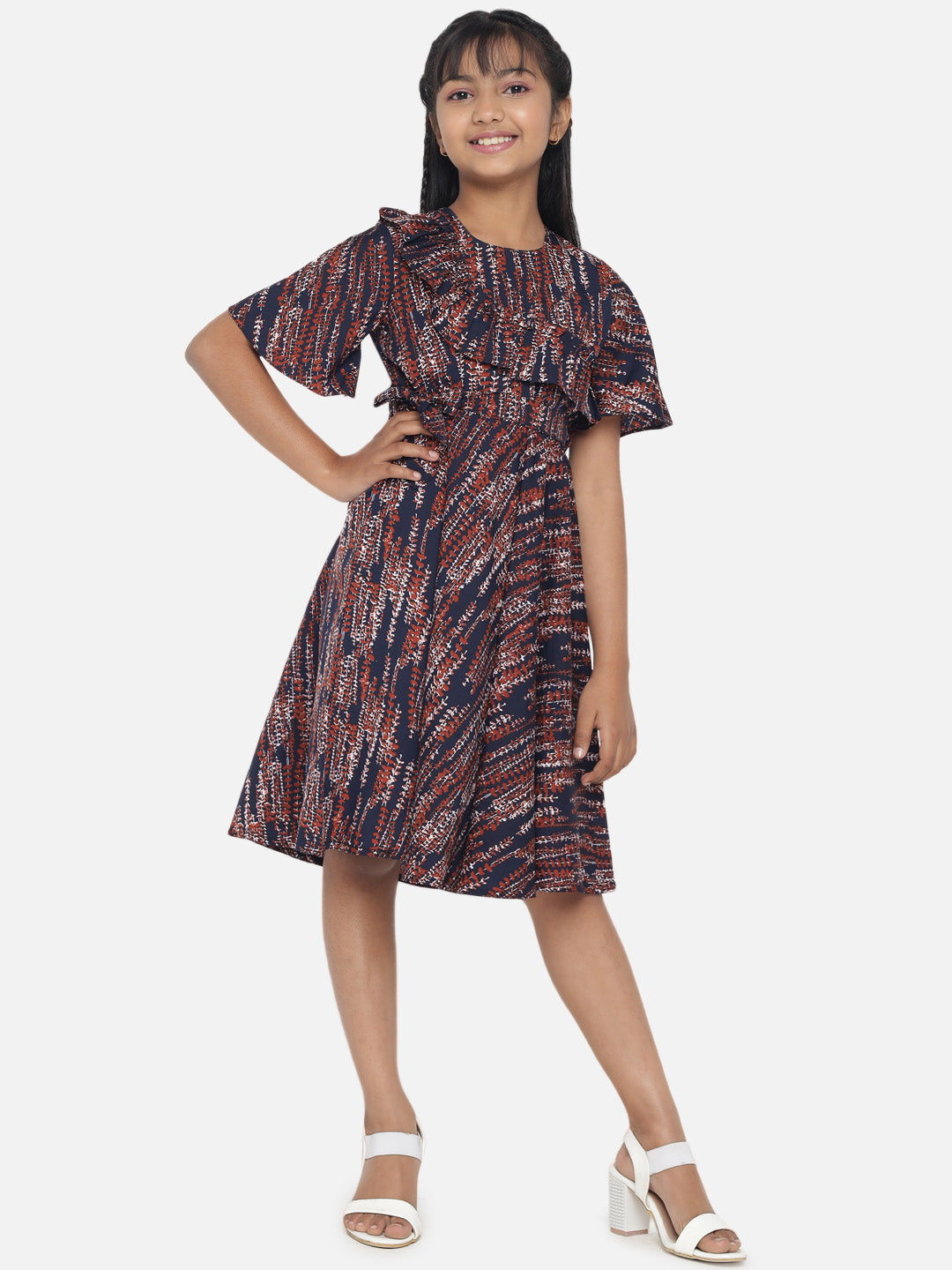 Rudraaksha Floral Printed Dress For Girls
