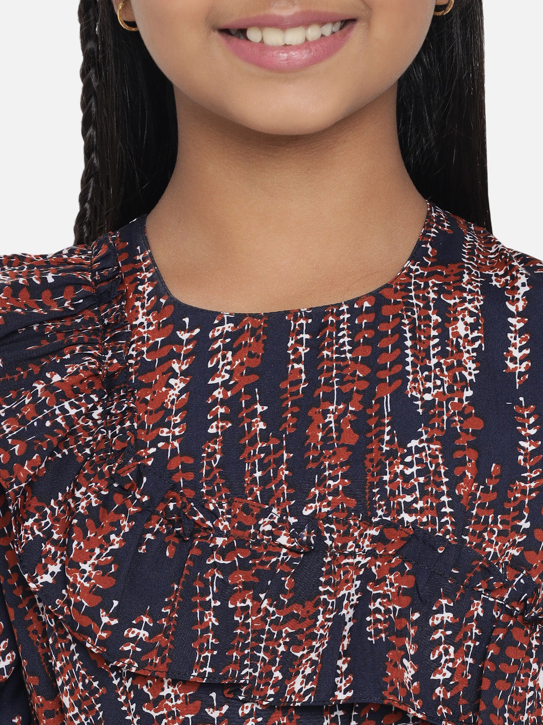 Rudraaksha Floral Printed Dress For Girls