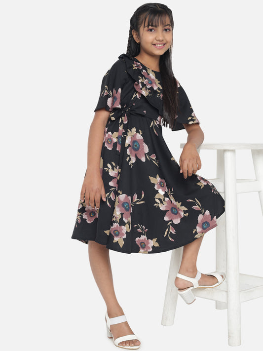 Rudraaksha Floral Printed Dress For Girls