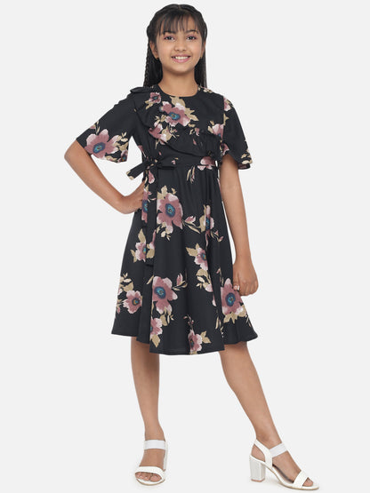 Rudraaksha Floral Printed Dress For Girls