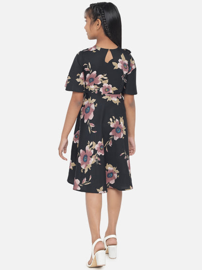 Rudraaksha Floral Printed Dress For Girls