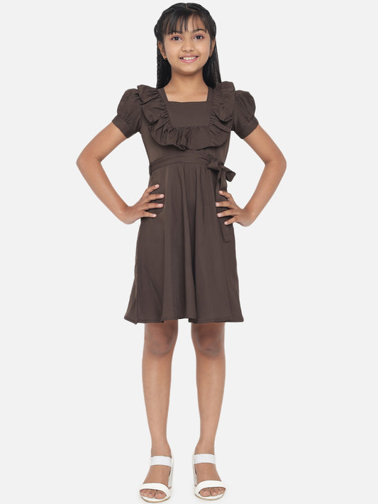 Girl's A-Line Plain Knee Length Short Frock Dress