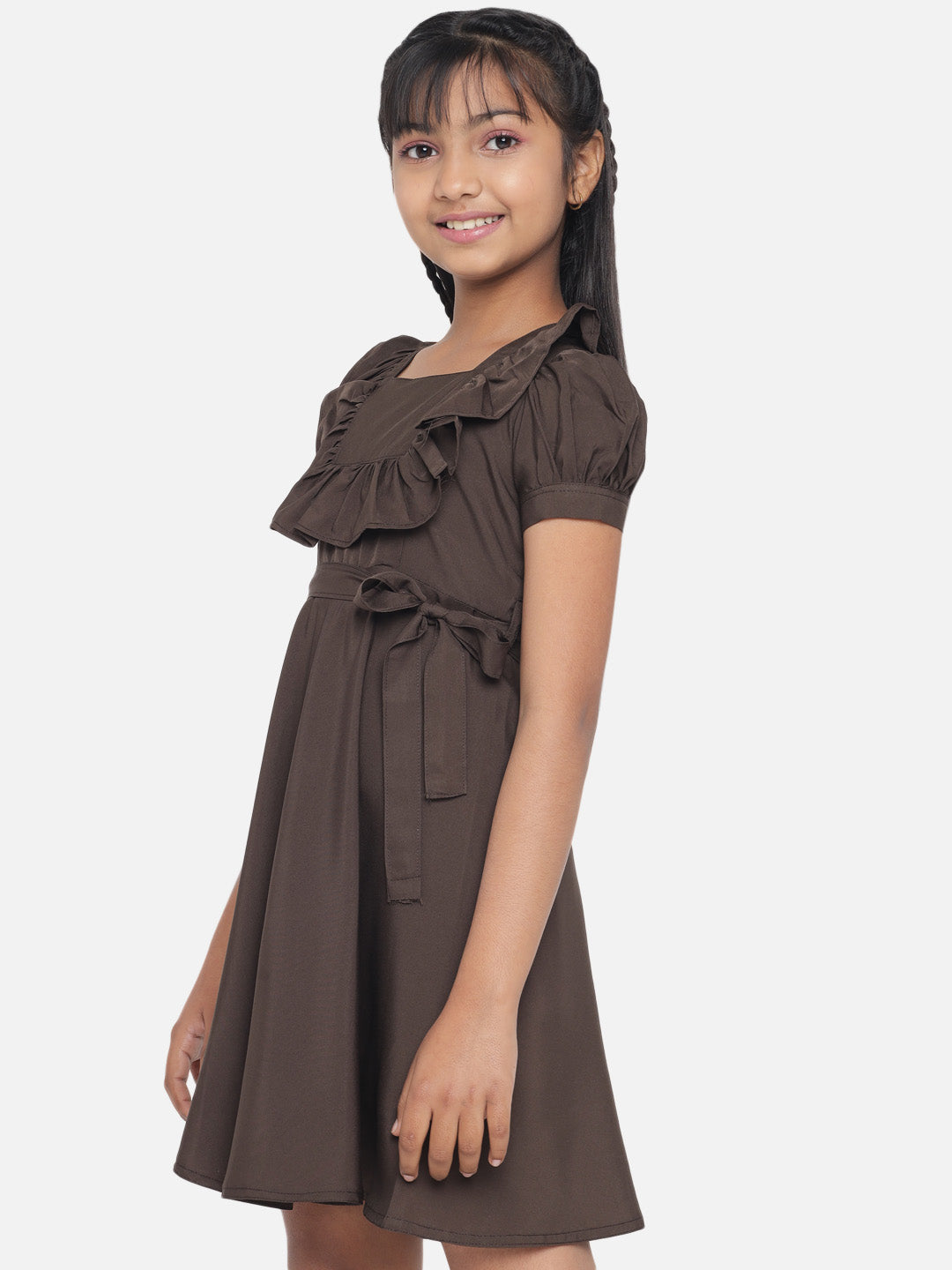 Girl's A-Line Plain Knee Length Short Frock Dress