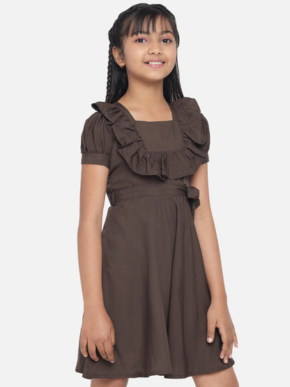 Girl's A-Line Plain Knee Length Short Frock Dress