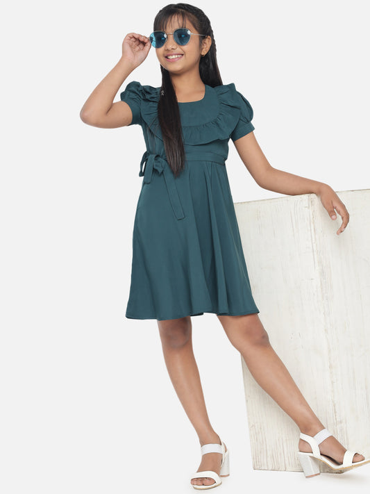 Girl's A-Line Plain Knee Length Short Frock Dress