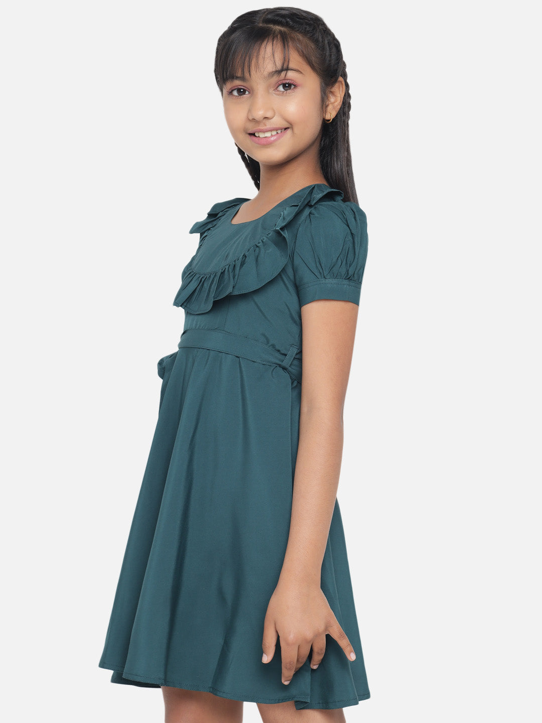 Girl's A-Line Plain Knee Length Short Frock Dress
