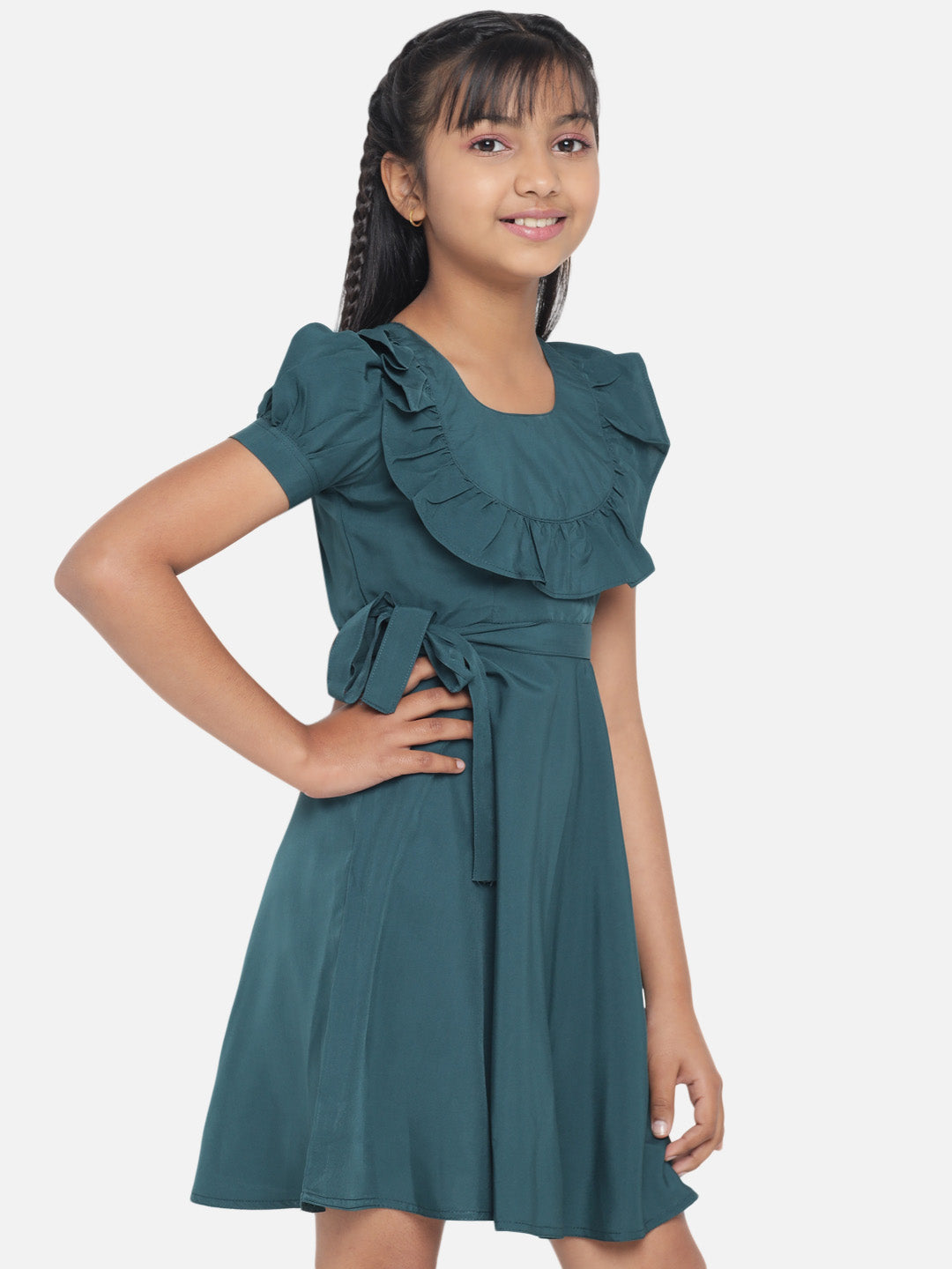 Girl's A-Line Plain Knee Length Short Frock Dress