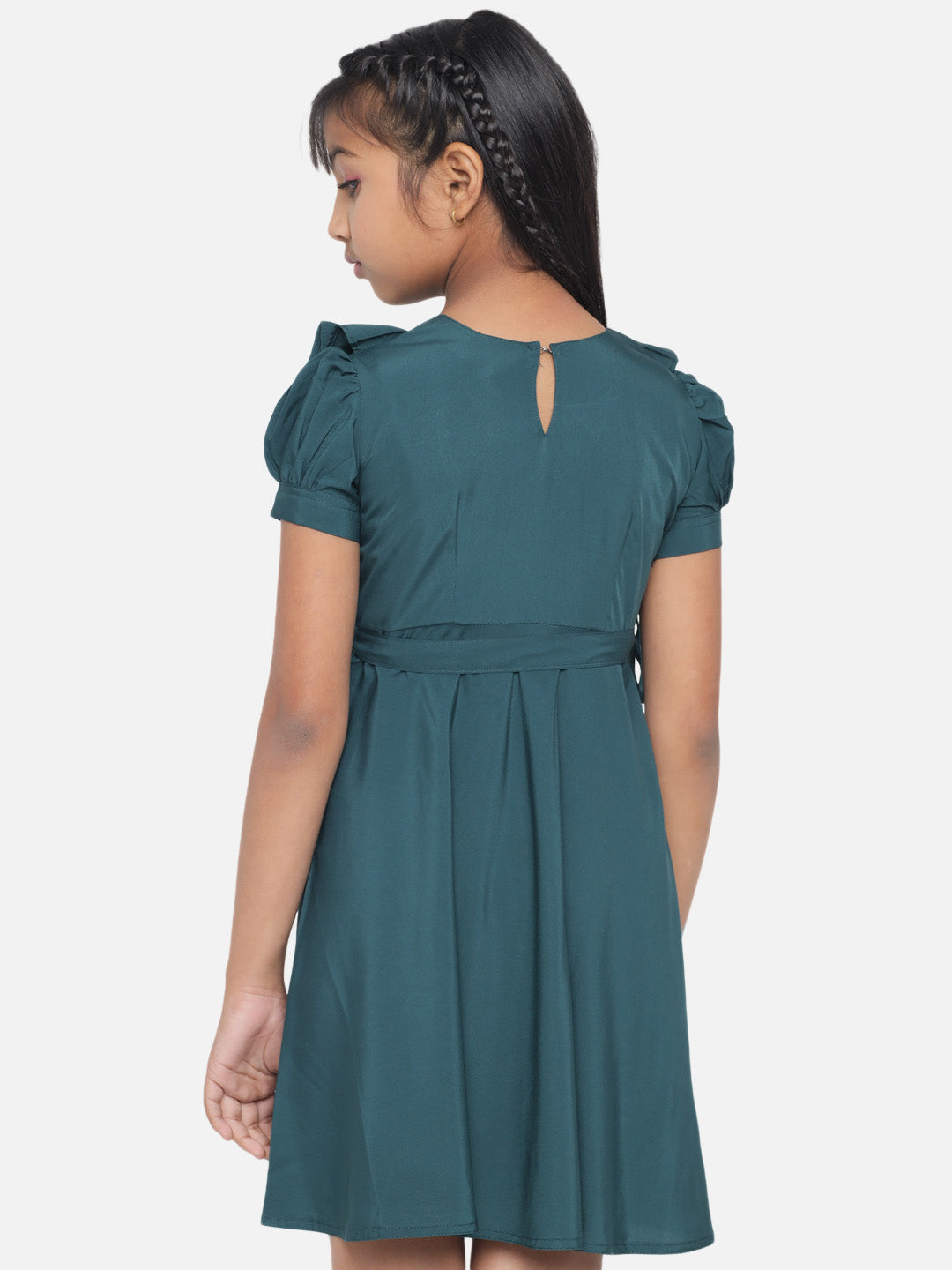 Girl's A-Line Plain Knee Length Short Frock Dress