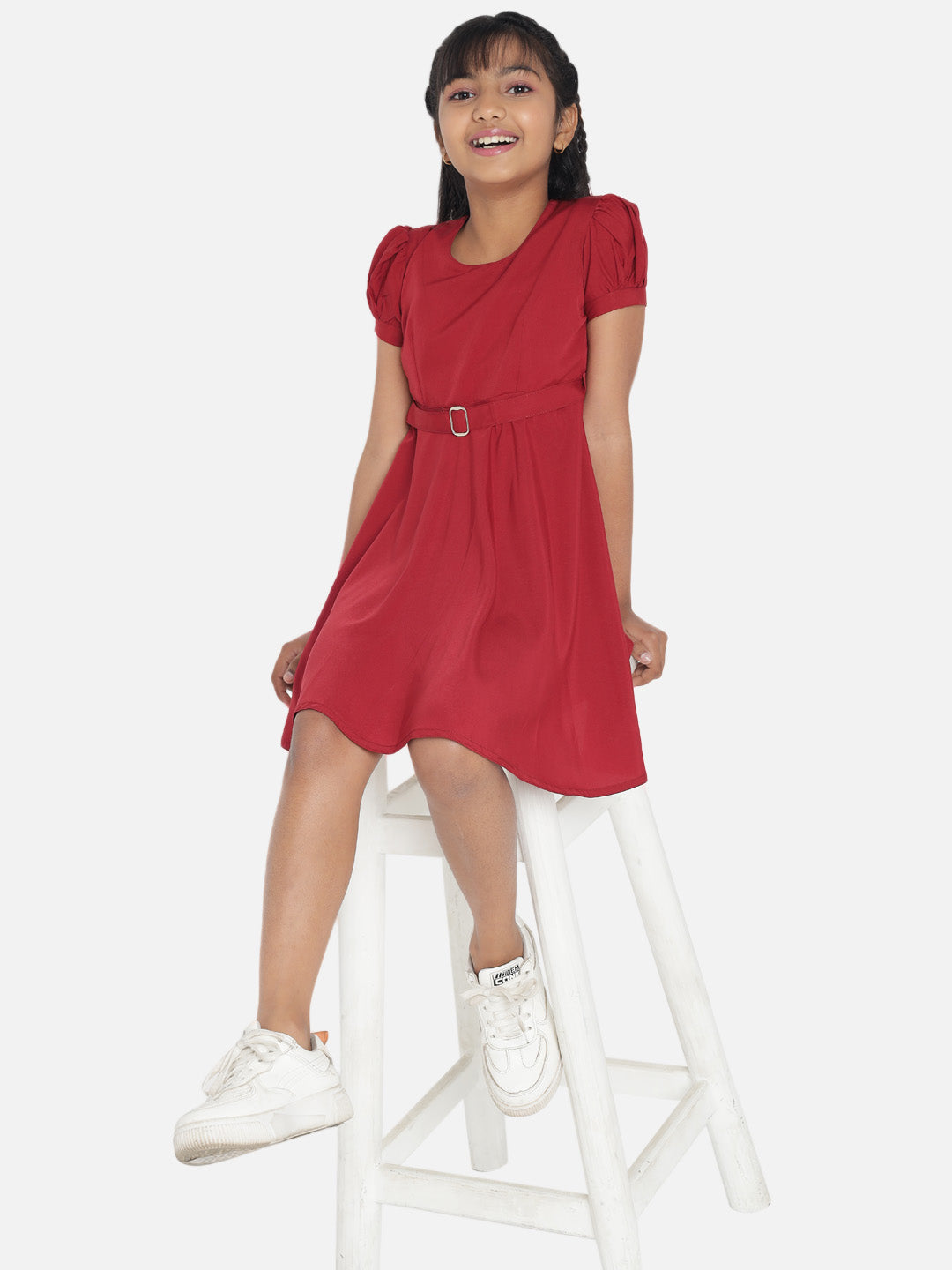 Rudraaksha Girl's A-Line Trendy Knee Length Short Frock Dress