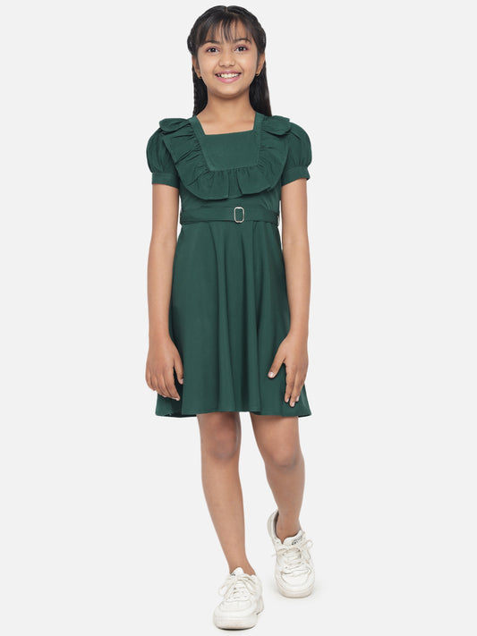 Rudraaksha Girl's A-Line Trendy Knee Length Short Frock Dress