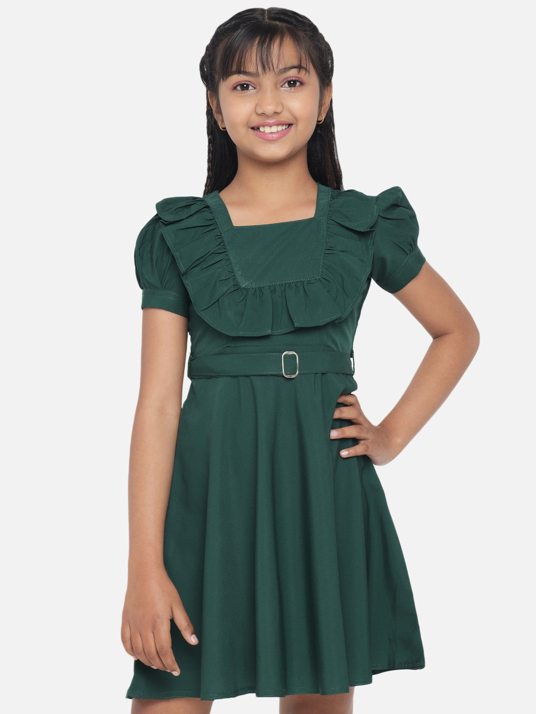 Rudraaksha Girl's A-Line Trendy Knee Length Short Frock Dress