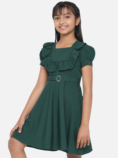 Rudraaksha Girl's A-Line Trendy Knee Length Short Frock Dress