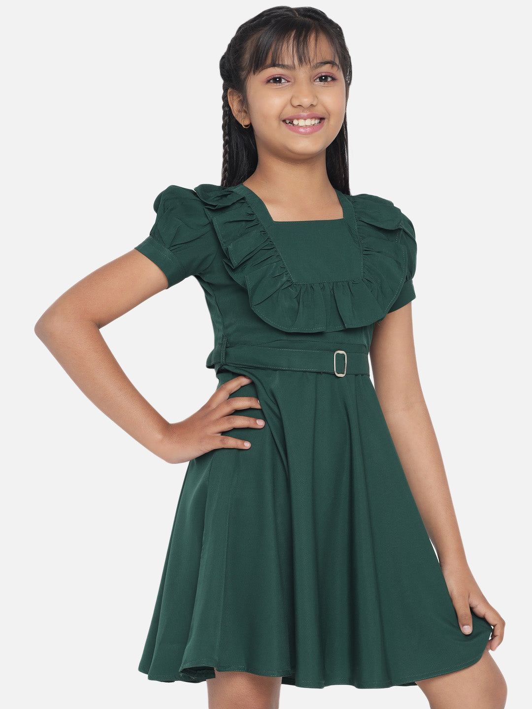 Rudraaksha Girl's A-Line Trendy Knee Length Short Frock Dress