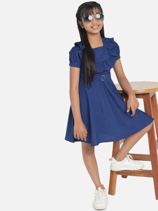 Rudraaksha Girl's A-Line Trendy Knee Length Short Frock Dress