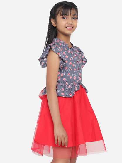 Rudraaksha Girl's A-Line Stylish Knee Length Short Frock Dress