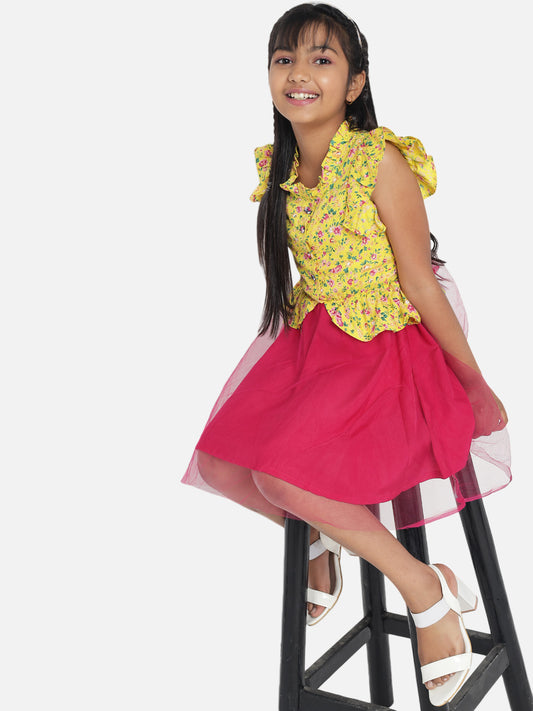 Rudraaksha Girl's A-Line Stylish Knee Length Short Frock Dress