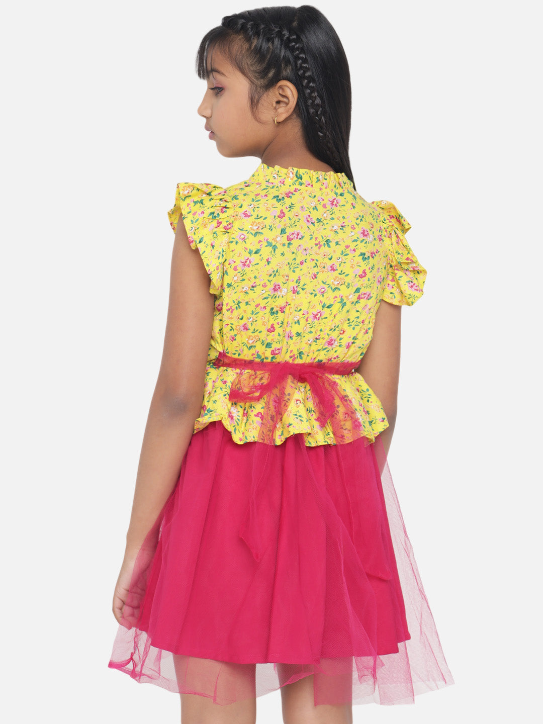 Rudraaksha Girl's A-Line Stylish Knee Length Short Frock Dress