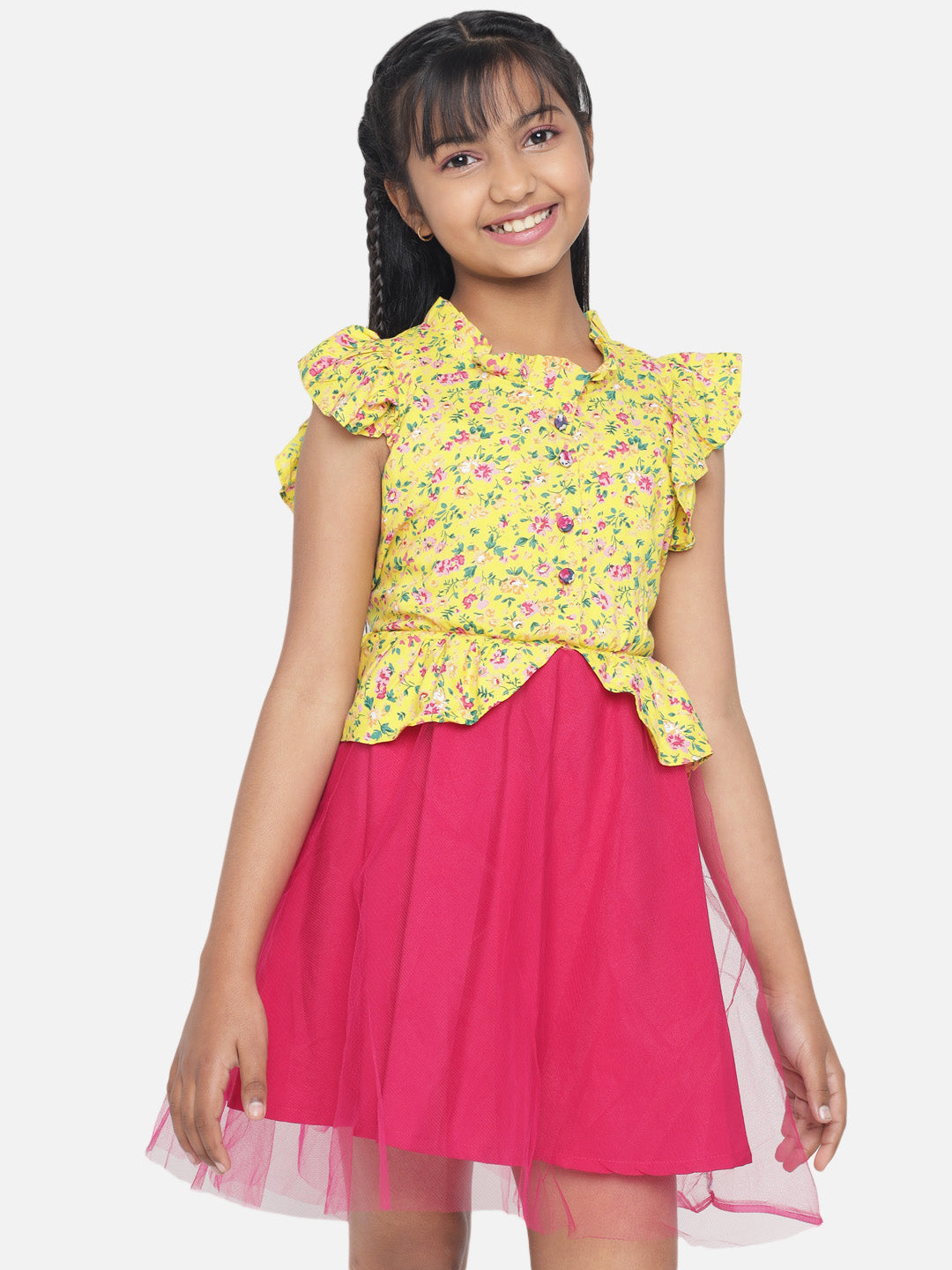 Rudraaksha Girl's A-Line Stylish Knee Length Short Frock Dress