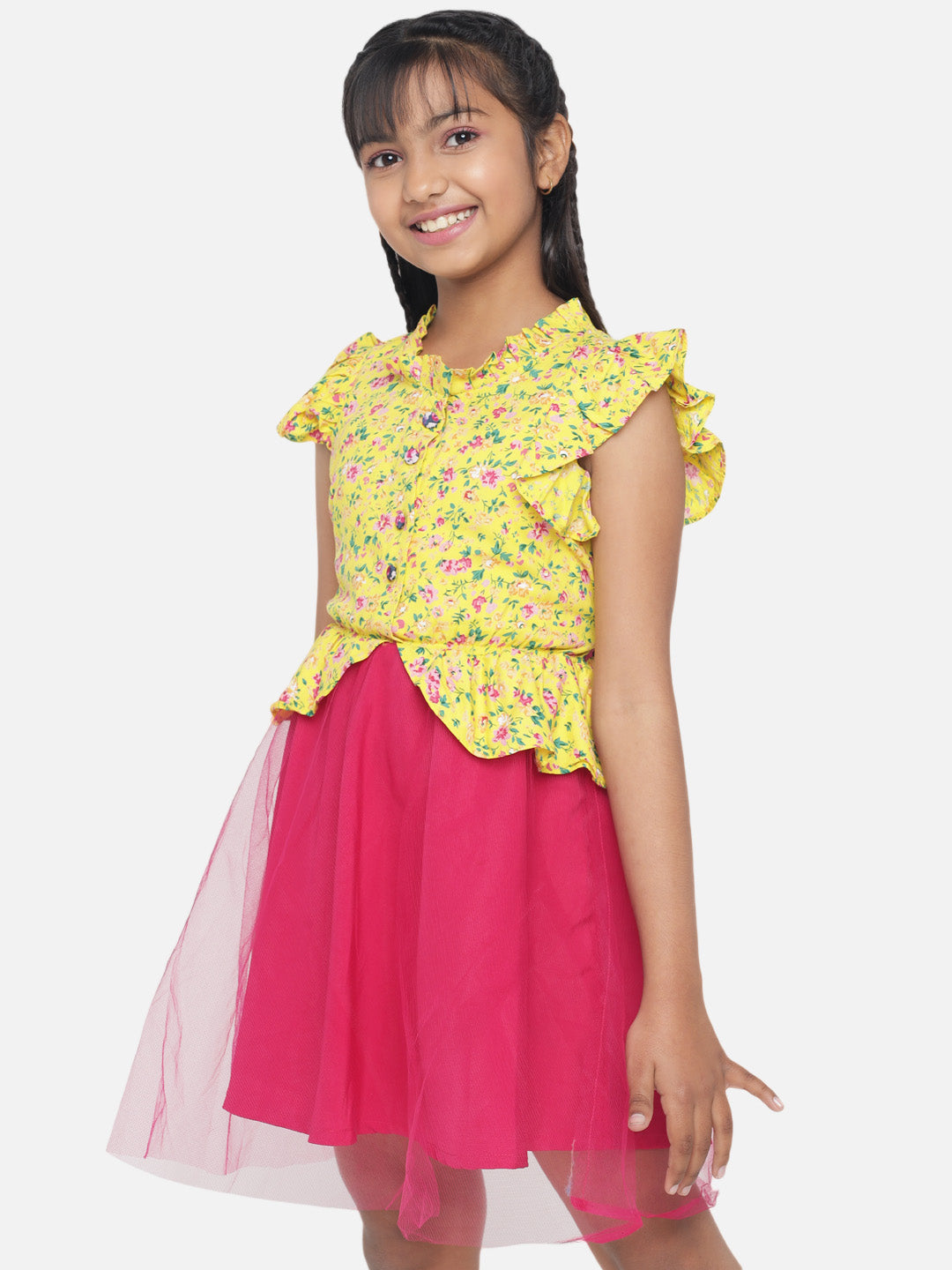 Rudraaksha Girl's A-Line Stylish Knee Length Short Frock Dress