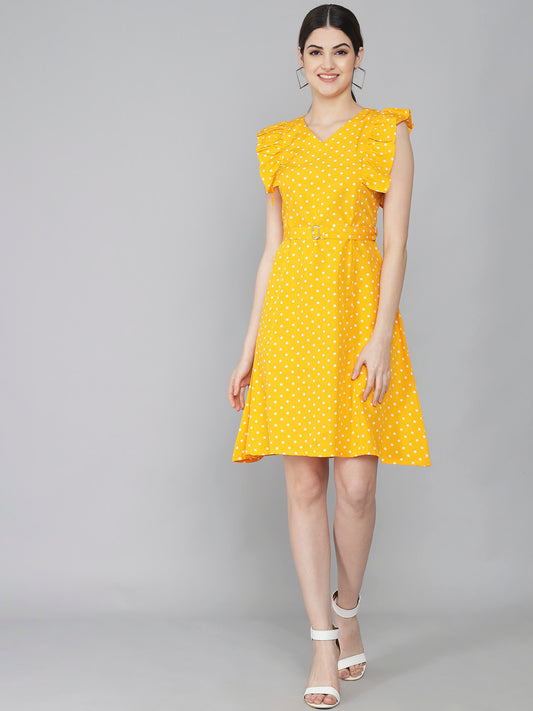 Rudraaksha Ruffled Sleeve Short Dress