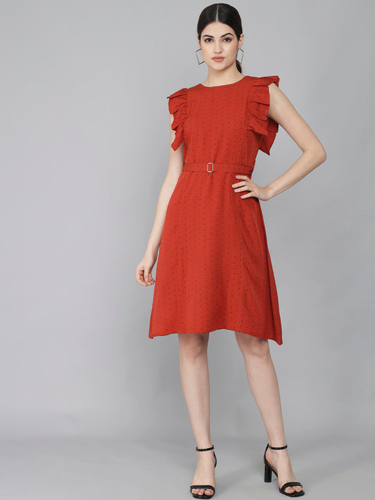 Rudraaksha Ruffled Sleeve Short Dress